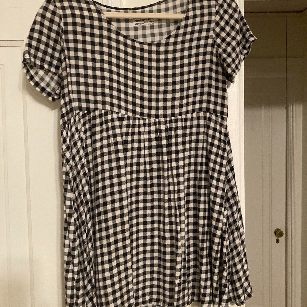 Black checkered babydoll dress